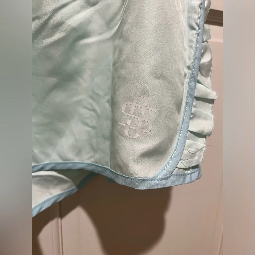 NWT Simply Southern Preppy Ruffle Short Blue Green Glass Size XL - Picture 2 of 6